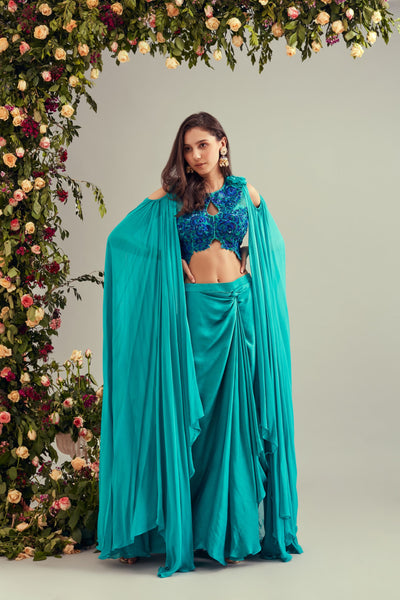 Buy Peacock blue and green suit Online @ ₹1999 from ShopClues